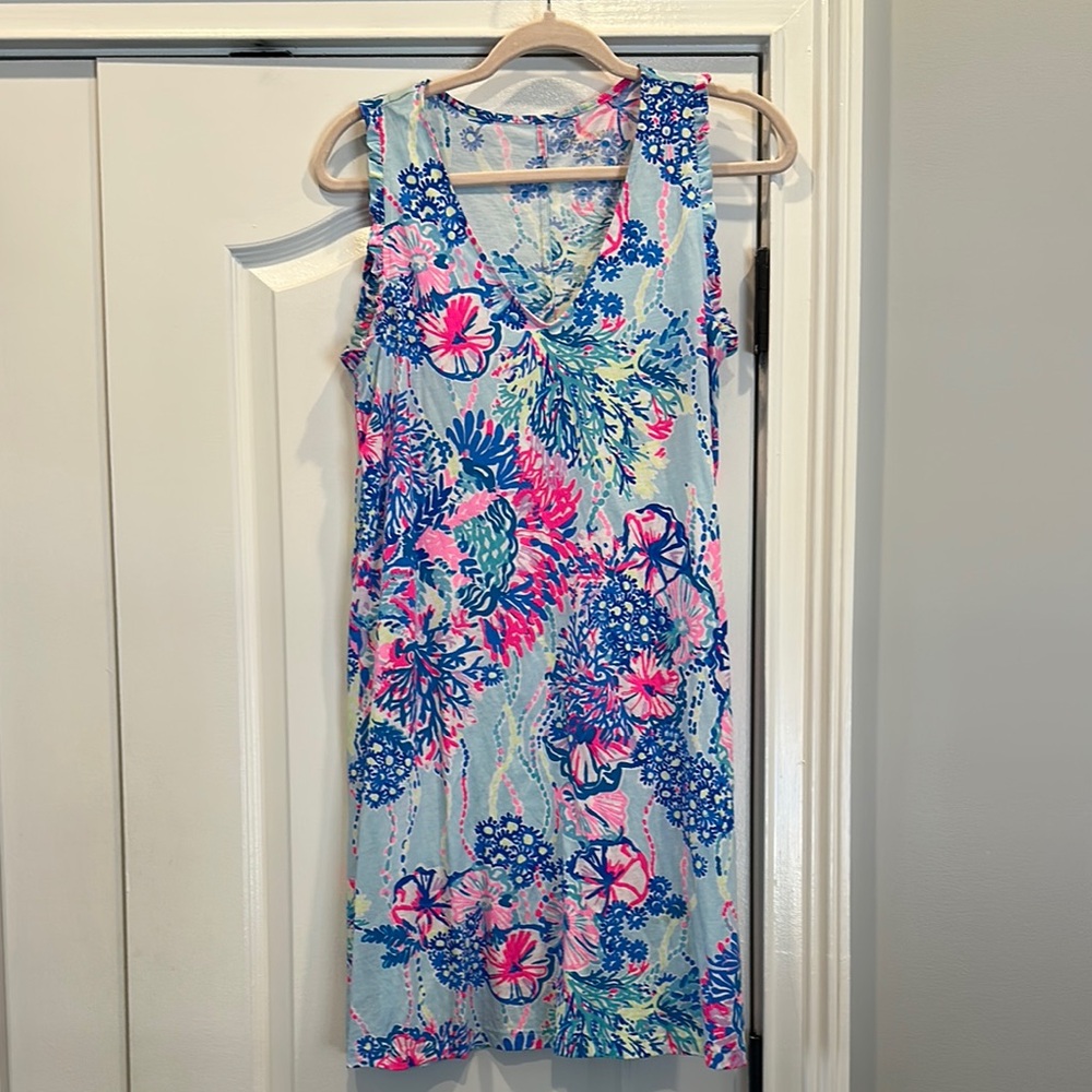 Lilly Pulitzer Floral Sleeveless Dress in Blue and Pink